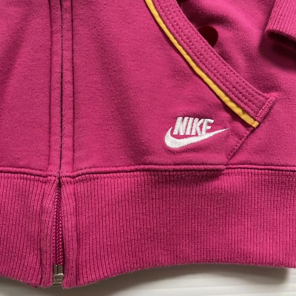 Nike hoodie, pink with yellow band, girls size 3T